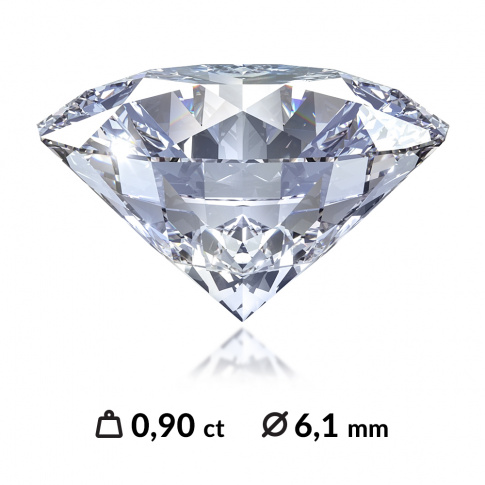 Magiczny diament o szlifie brylantowym 0,90 ct SI2/E z certyfikatem międzynarodowym ( HRD, IGI, GIA)
