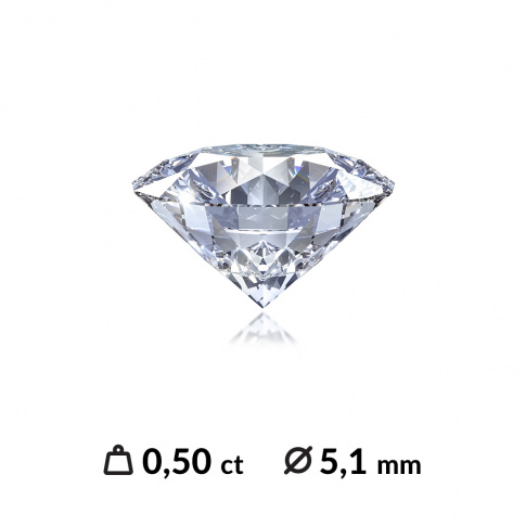 Niesamowity diament o szlifie brylantowym 0,50 ct SI2/H z dodatkowym certyfikatem międzynarodowym (HRD, IGI,GIA) 