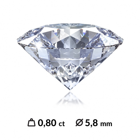 Doskonały diament o szlifie brylantowym 0,80 ct z czystością SI1 oraz najlepszą barwą D z międzynrodowym certyfikatem (HRD, IGI, GIA)