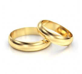 Lśniący duet półokrągłych obrączek ślubnych z żółtego złota - szerokość 6 mm