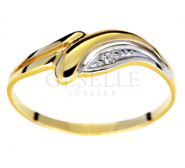 Subtelny pierścionek z żółtego złota z delikatnym brylantem 0.015 ct SI/H pr. 585