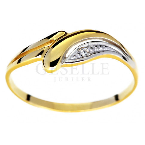 Subtelny pierścionek z żółtego złota z delikatnym brylantem 0.015 ct SI/H pr. 585