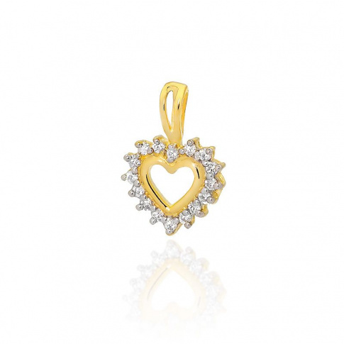 Piękna zawieszka w kształcie serca z lśniącymi brylantami w żółtym złocie