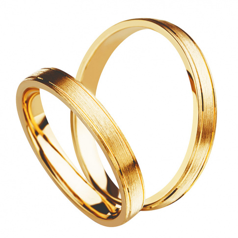 Delikatne obrączki ślubne z żółtego złota z dwiema prostymi liniami