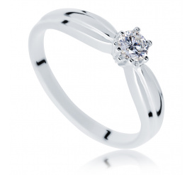 Elegancki pierścionek zaręczynowy z białego kruszcu z brylantem 0,30 ct w klasycznym stylu