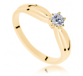 Elegancki złoty pierścionek zaręczynowy z brylantem 0.25 ct