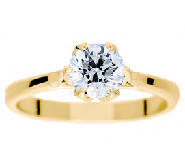 Lukusowy pierścionek zaręczynowy z niezwykłym brylantem o masie1,00 ct z żółtego złota 