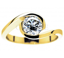 Zaręczyny w ekskluzywnym stylu - nowoczesny pierścionek ze złota z brylantem 0.70 ct