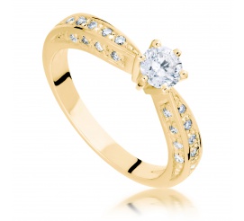 Przepiękny pierścionek z brylantami o masie 1,27 ct wykonany z żółtego złota