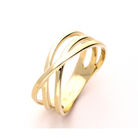 Wyjątkowy pierścionek z żółtego złota próby 585 pleciony
