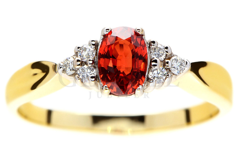 Luksusowy pierścionek z czerwonym szafirem i brylantami od GESELLE Jubiler
