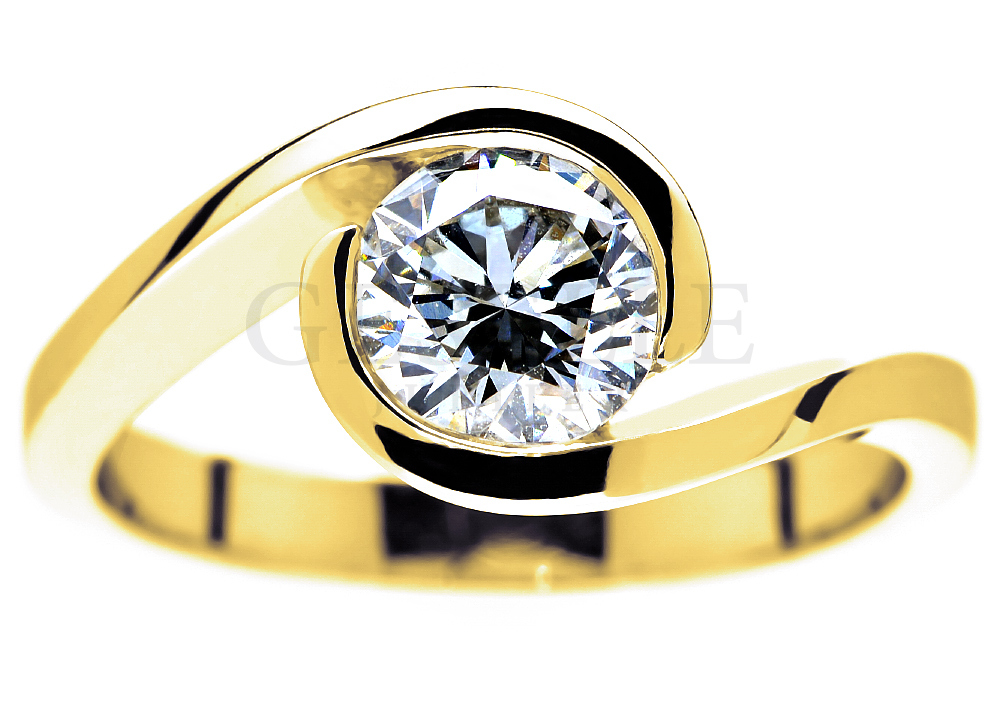 Luksusowy pierścionek zaręczynowy z brylantem - styl gwiazd - GESELLE Jubiler